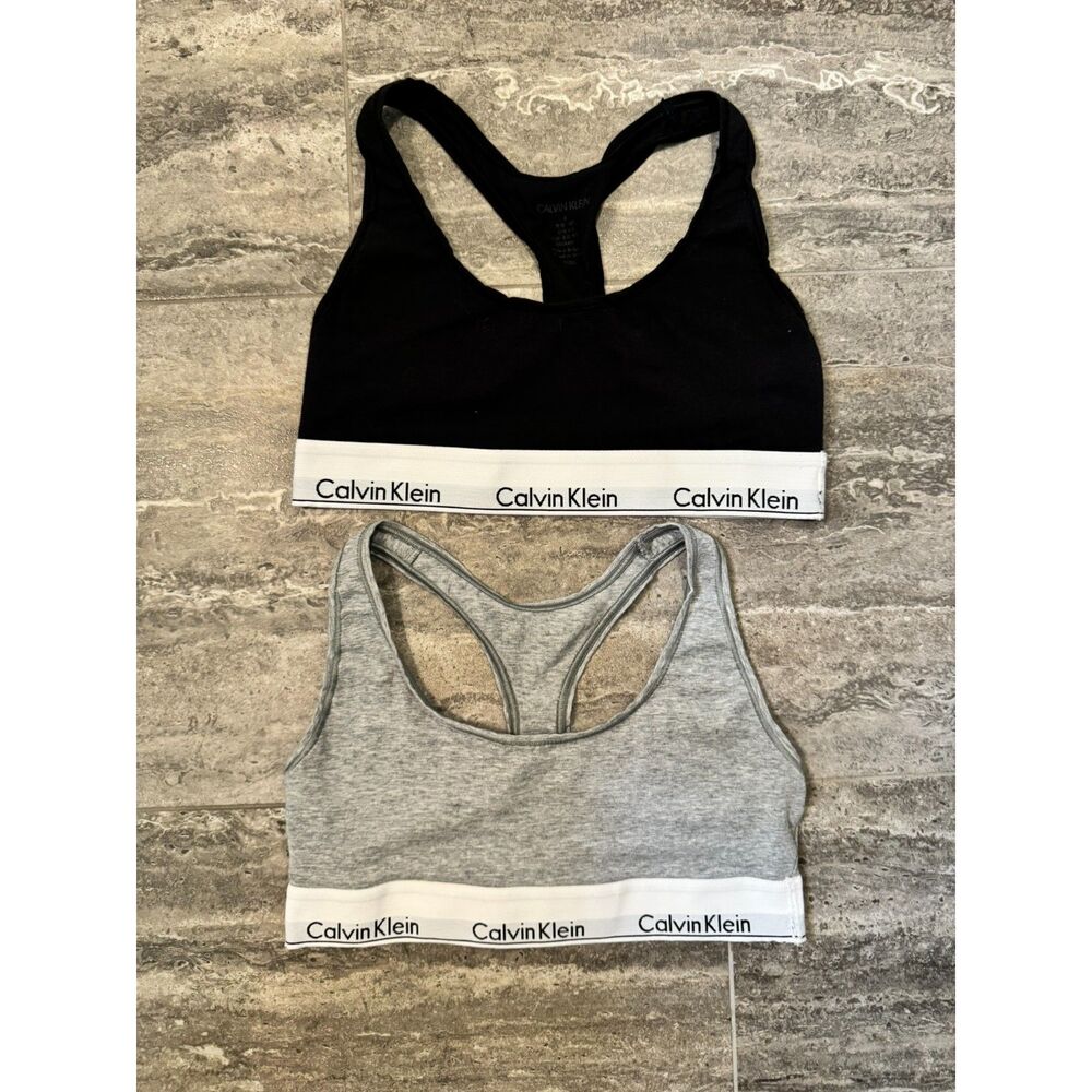 Calvin Klein Modern Cotton Bralette Bundle Gray Black Medium Wireless Racerback